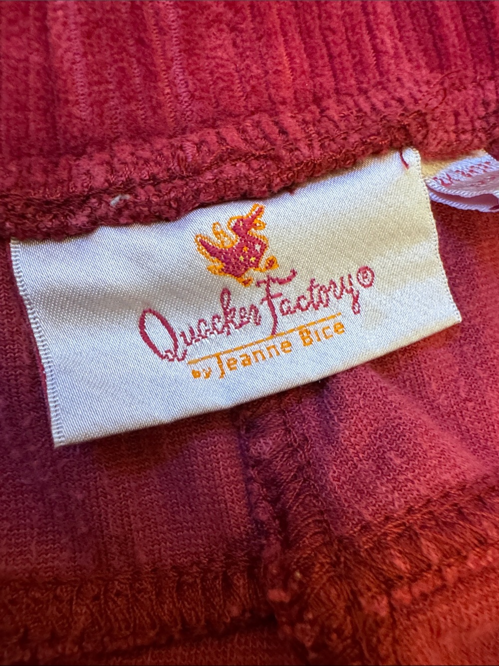 Quacker Factory Raspberry Red Corduroy Cropped Pants - Picture 2 of 5